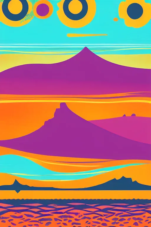 Prompt: minimalist boho style art of colorful cape town at sunrise, illustration, vector art