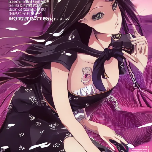 Image similar to Magazine Cover Anime key visual of a Gucci girl; official media; typography; drawn by Hirohiko Araki; Jojo's Bizarre Adventure; Jojolion, portrait, made by Stanley Artgerm Lau, WLOP, Rossdraws, James Jean, Andrei Riabovitchev, Marc Simonetti, Yoshitaka Amano, ArtStation