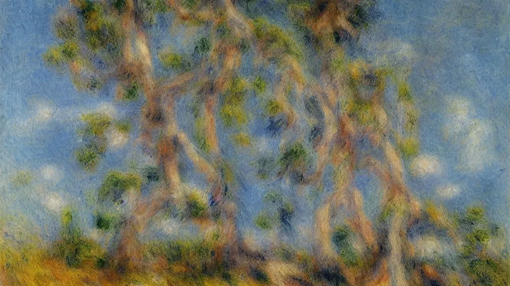 Prompt: a cypress tree in style of pierre - auguste renoir,, fine details,