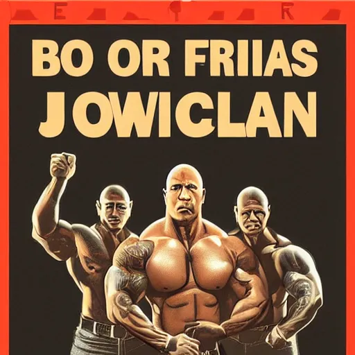 Image similar to “Propaganda poster of Dwayne the Rock Johnson recruiting members, Axis power style, 4K”