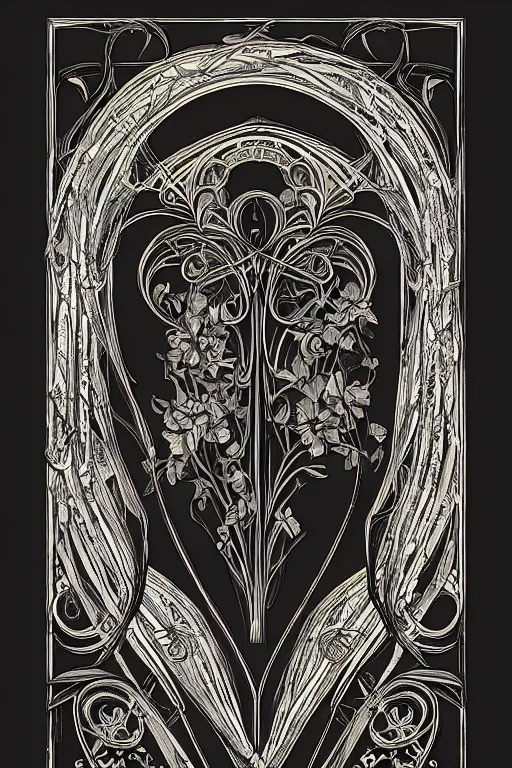 Prompt: an intricate art nouveau frame edges only, black center, highly detailed, artstation, concept art, matte, sharp focus,