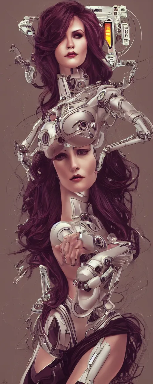 Prompt: beauty art nouveau woman, robotic, trending on artstation, by Artgerm