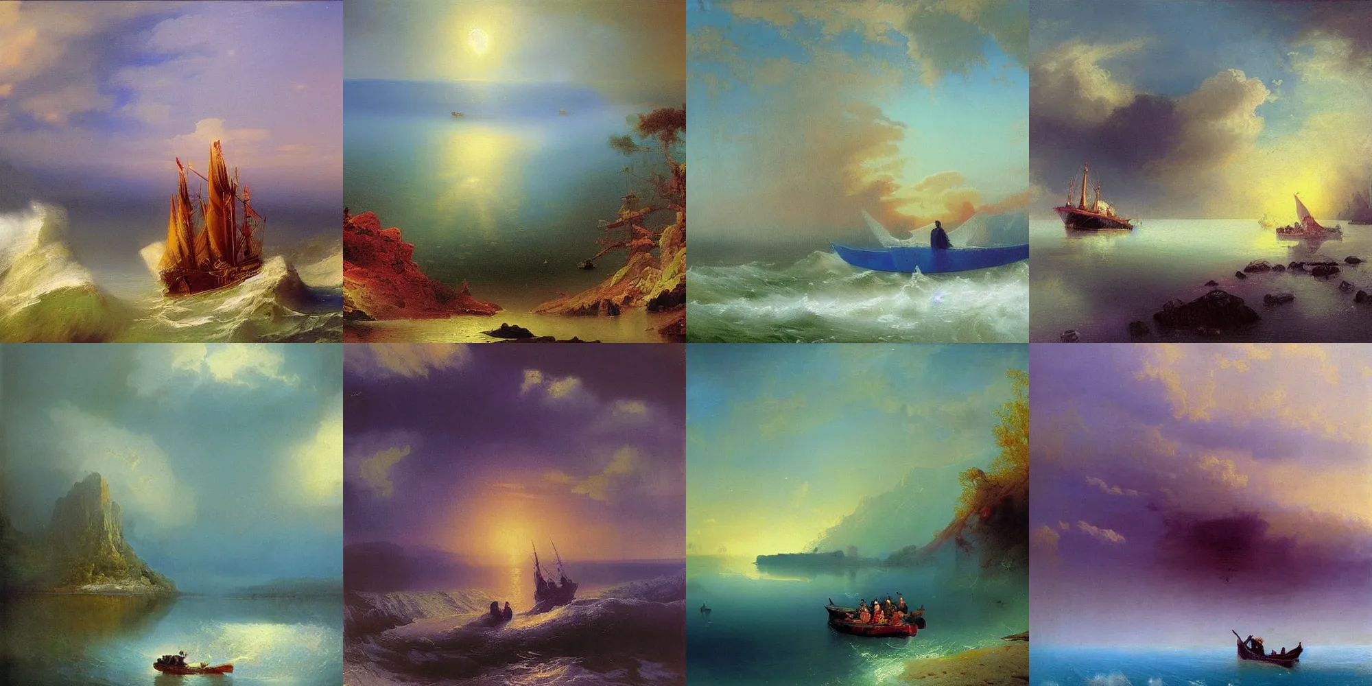 Prompt: Lake with big sea monster vivid colorful imaginative nature beautiful artwork detailed painting by Ivan Aivazovsky