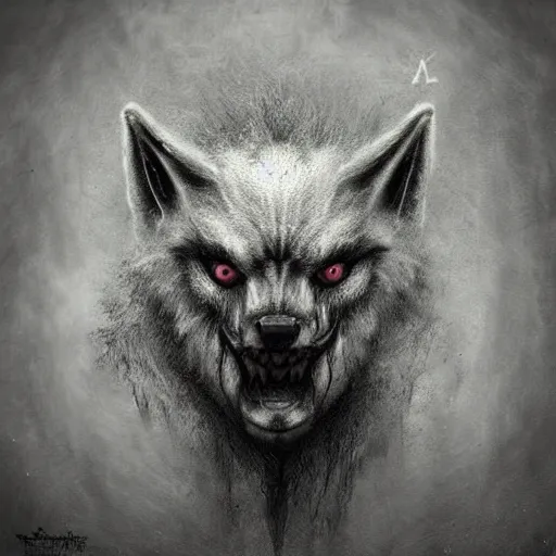 Image similar to Head wolf character, artwork by Antón Semenov