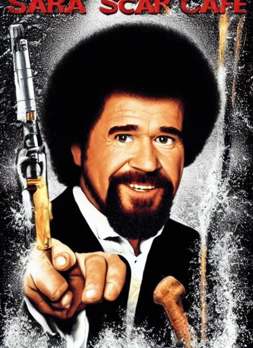 Image similar to Bob Ross as Scarface, Scarface movie poster