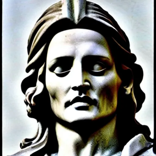 Image similar to johnny depp as a greek marble statue