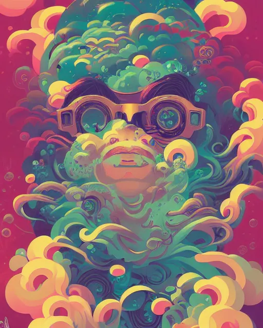 Image similar to flowery face tattoos, by petros afshar, ross tran, peter mohrbacher, tom whalen, underwater bubbly psychedelic clouds