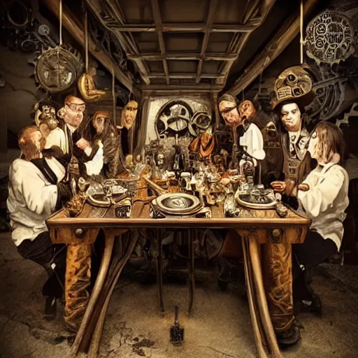 Image similar to Steampunk last supper