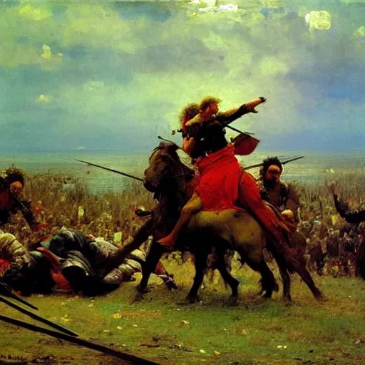 Image similar to the last battle, oil on canvas, ilya repin, 1 8 7 3