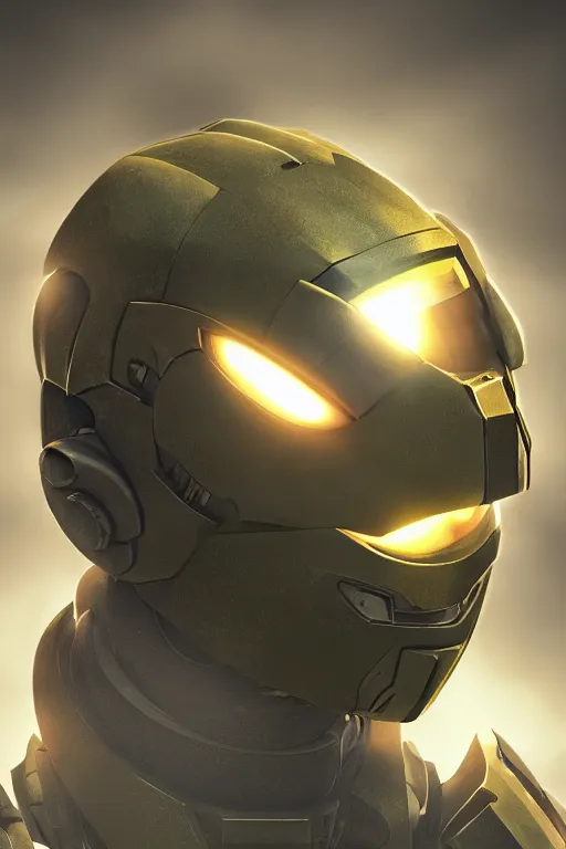 Image similar to robot ninja mask helmet halo master chief radiating a glowing aura global illumination ray tracing hdr fanart arstation by ian pesty and katarzyna da „ bek - chmiel