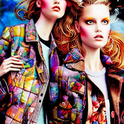 Image similar to fashion editorial campaign by drew struzan, highly detailed