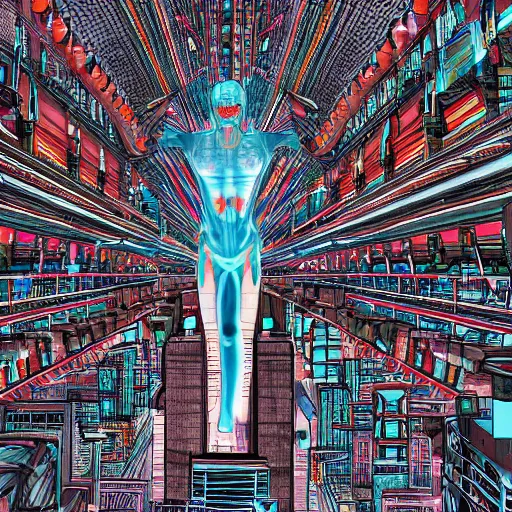 Image similar to DNA, metropolis, inside the human body, city made of human anatomy, digital art, 8k, trending on art station