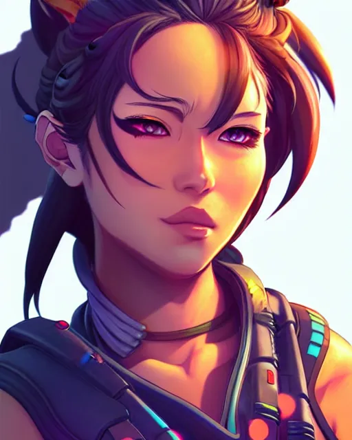 Image similar to Loba from Apex Legends as an anime character digital illustration portrait design by Ross Tran, artgerm detailed, soft lighting