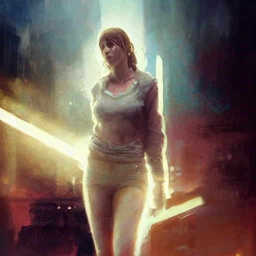 Image similar to hermione, hyperrealistic full figure, bladerunner street, art of elysium by jeremy mann and frank frazetta and alphonse mucha, fantasy art, photo realistic, dynamic lighting, artstation, full figure poster, volumetric lighting, very detailed face, 4 k, award winning