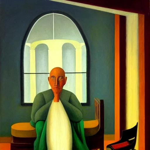 Image similar to the soothsayer, grant wood, pj crook, edward hopper, oil on canvas