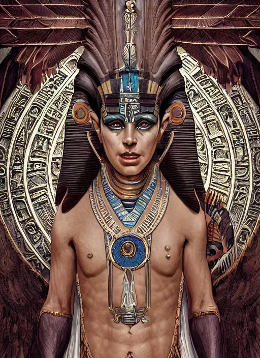 Image similar to digital _ painting _ of _ egyptian god of death _ by _ filipe _ pagliuso _ and _ justin _ gerard _ symmetric _ fantasy _ highly _ detailed _ realistic _ intricate _ port