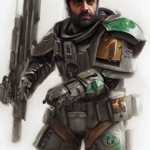 Image similar to oscar isaac as a 4 0 k marine by mandy jurgens, artstation