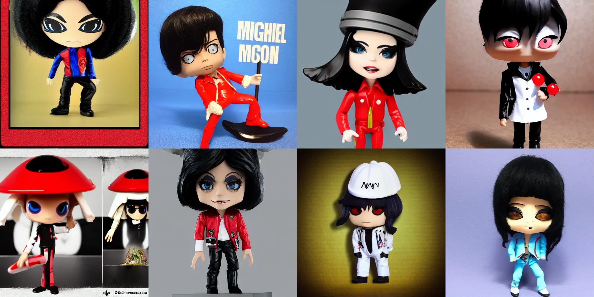 Prompt: magic mushroom, michael jackson cosplay billie jean, ( ( ( orlan ) ) ), nendroid, butcher billy style