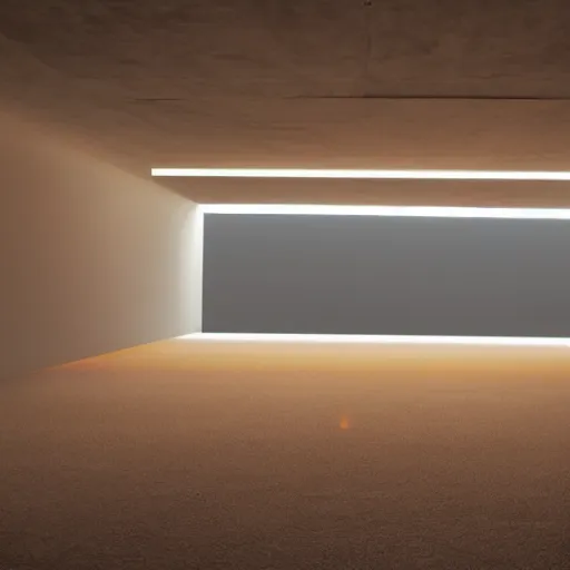 Image similar to view inside an empty room with the only light source being an orange led