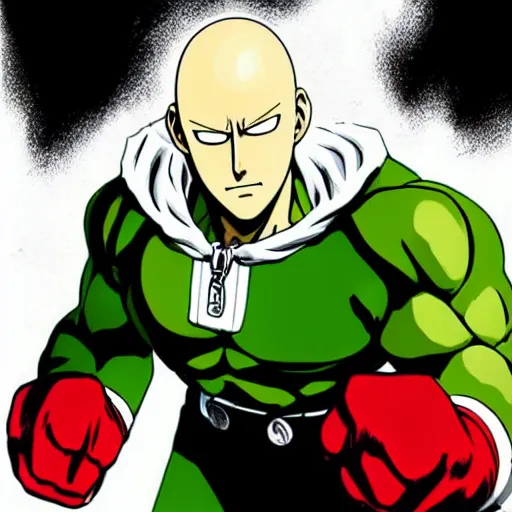Prompt: one punch man manga artstyle hulk
