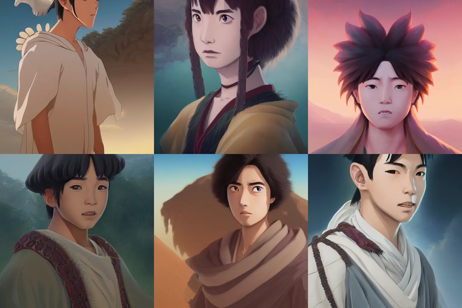 Prompt: portrait of haku from spirited away as a young prince ruler of the desert with magical powers, digital painting, highly detailed, intricate, trending on artstation, award winning, 8 k hd, art by ross tran, greg rutkowski, artgerm, wlop