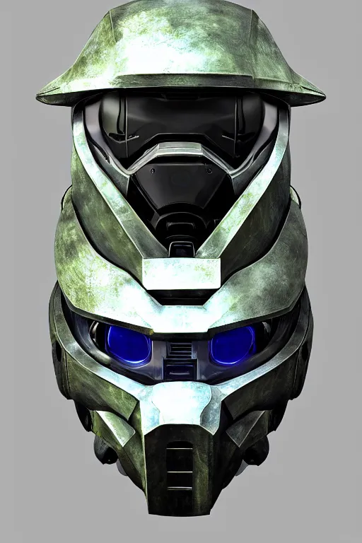 Image similar to robot ninja mask helmet halo master chief radiating a glowing aura global illumination ray tracing hdr fanart arstation by ian pesty and katarzyna da „ bek - chmiel