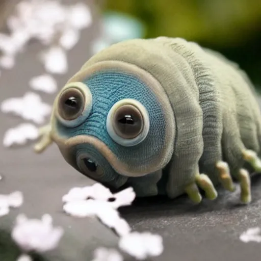 Prompt: a friendly Tardigrade smiling and waving, personified, humanoid