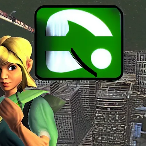 Prompt: saria from ocarina of time in gta 4 loading screen