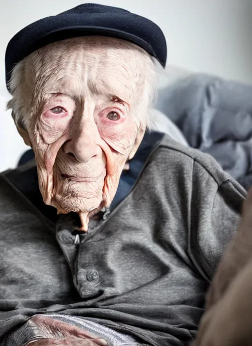 Prompt: dslr photo portrait still of 1 0 2 year old age 1 0 2 deforest kelley at age 1 0 2!!!, 8 5 mm f 1. 8