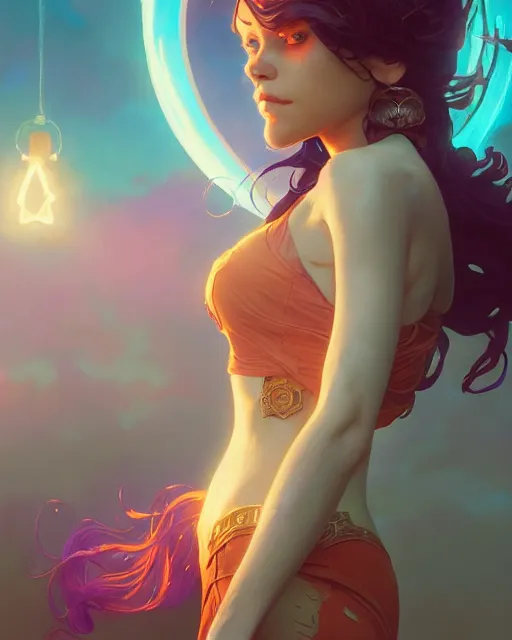 Image similar to highly detailed portrait of starfire, stephen bliss, unreal engine, greg rutkowski, loish, rhads, beeple, makoto shinkai and lois van baarle, ilya kuvshinov, rossdraws, tom bagshaw, alphonse mucha, global illumination, detailed and intricate environment