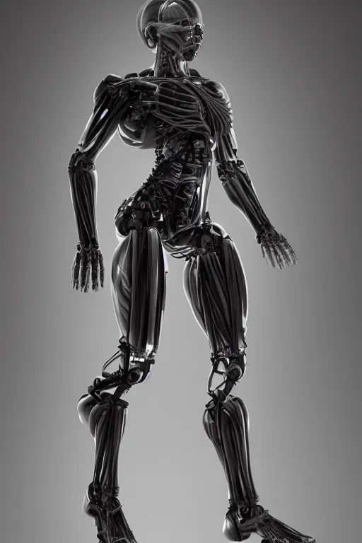 Prompt: full body female human anatomy concept, medical anatomy, cybernetic implants, gun metal grey, mecha limbs, muscular system reference, terminator tx, anatomical art, digital art, in the style of aaron sims, amanda lilleston, luka mivsek, bryan christie, ranjit ghosh, artstation, pinterest, deviantart, photoshop, octane render, unreal engine