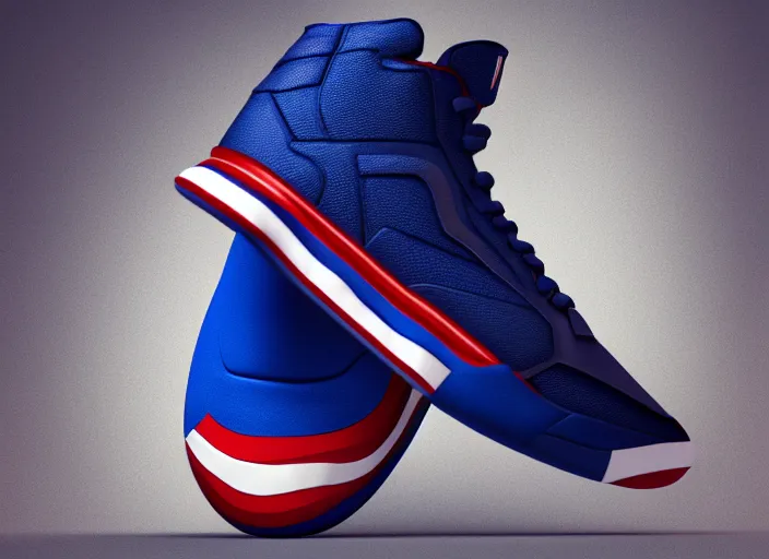 Image similar to basketball sneakers concept of captain america, octane render, smooth, sharp focus