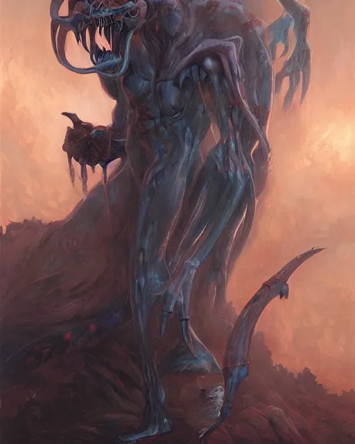 Image similar to a huge humanoid demon by BROM