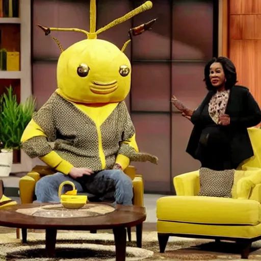 Image similar to a giant bee as a guest in the oprah winfrey show