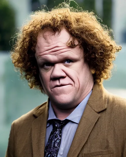 Prompt: john c. reilly wearing a wig made of cauliflower