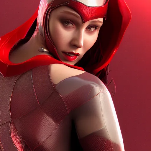 Prompt: a hyperdetailed render of scarlet witch, a 3 d render by senior character artist, featured on zbrush central, fantasy art, artstation hd, rendered in unreal engine, artstation hq