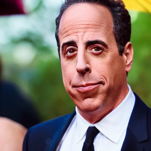 Prompt: UHD candid photo of Jerry Seinfeld with orange skin, accurate face, UHD, photorealistic, correct face, photo by Annie Leibowitz