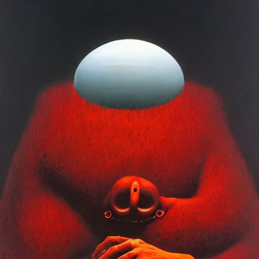 Prompt: elmo, zdzisław beksinski, dariusz zawadzki, mark powell, keith thompson