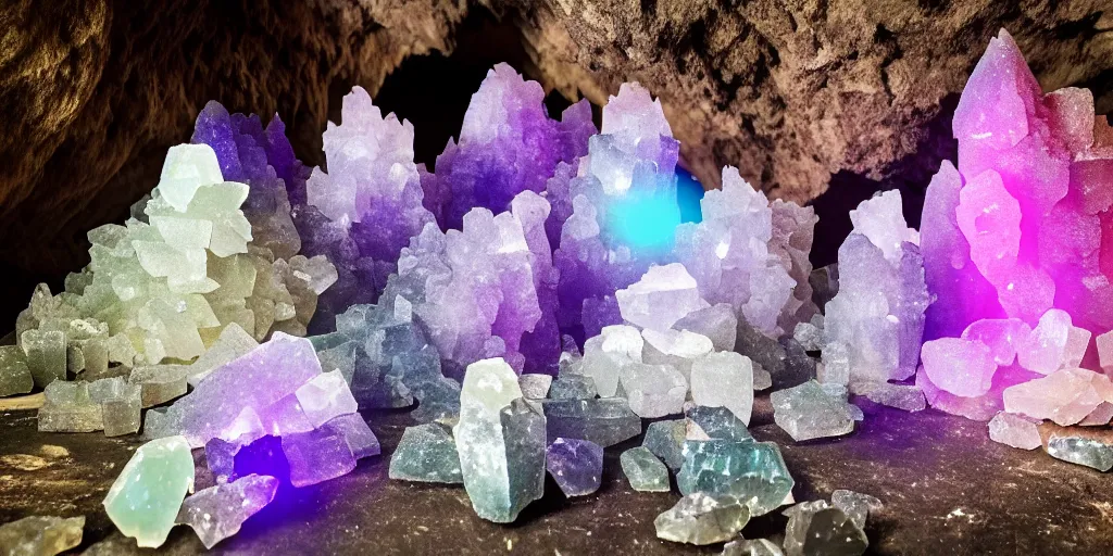 Image similar to mystical mysterious cave crystals