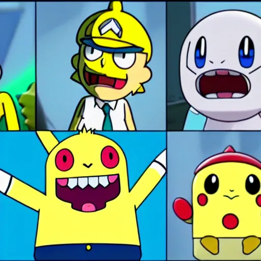 Image similar to pokemon spongebob rick and morty mario bowser