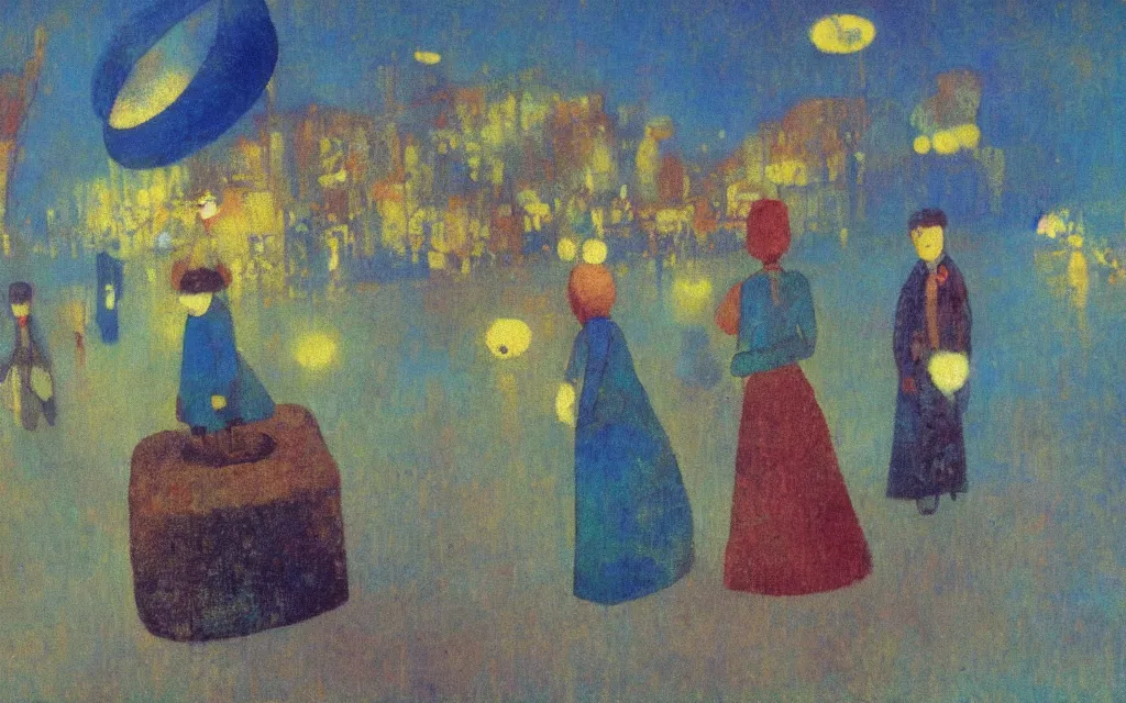 Prompt: surreal movie still from the triplets of belleville, award winning oil painting by odilon redon, chromatic aberration