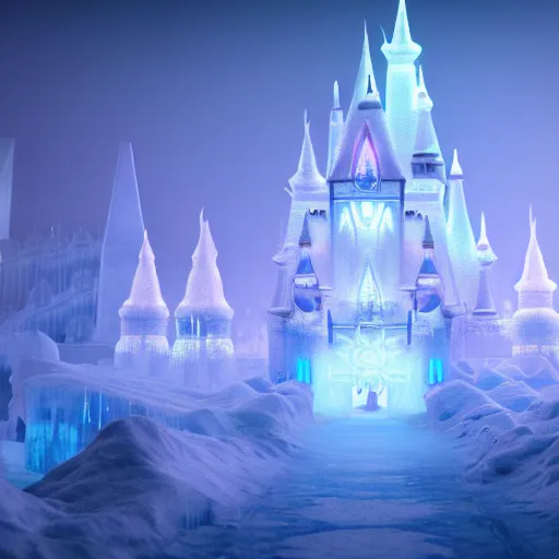 Image similar to in a magical ethereal ice kingdom city with people walking around, highly detailed, 4k, HDR, award-winning, octane render, trending on artstation, volumetric lighting