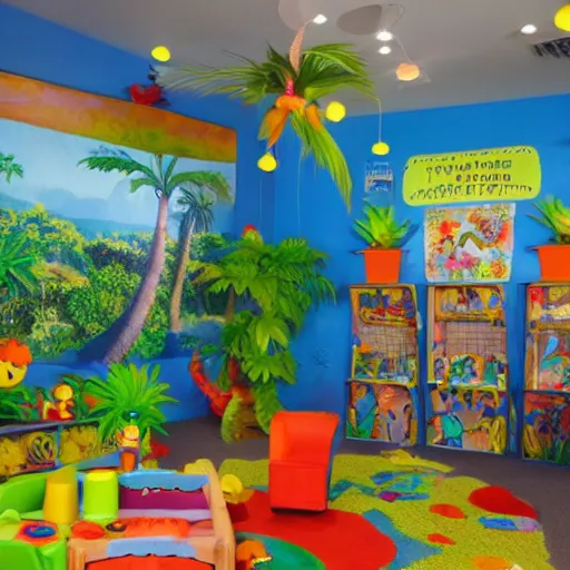 Prompt: Jeffrey Epstein tropical island daycare commercial photoshoot by Pixar and Disney, atmospheric volumetric lighting