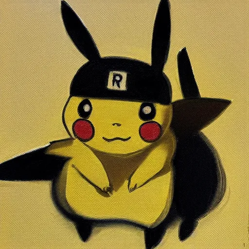 Prompt: a painting of pikachu by hopper