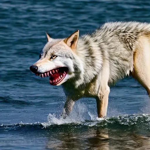 Image similar to half wolf half shark