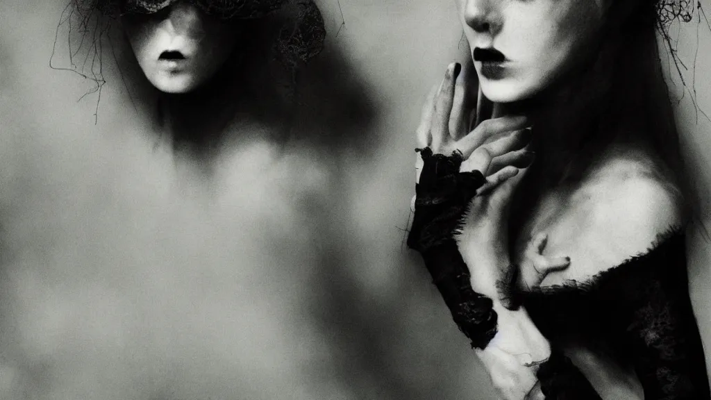 Image similar to eerie atmospheric symmetrical vogue fashion photography by paolo roversi
