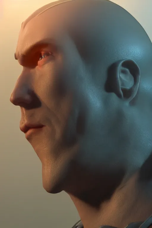 Prompt: a profile shot of Bizzarro from the DC Comics, 8k, hyperrealism, cinematic lighting