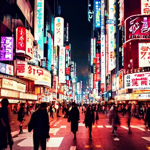 Prompt: a busy street filled with people in a futuristic tokyo with neon signs like blade runner 2 0 4 7