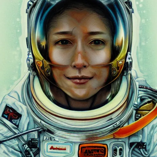 Image similar to Portrait of Astronaut, artwork by Ayami Kojima, deviantart contest winner,