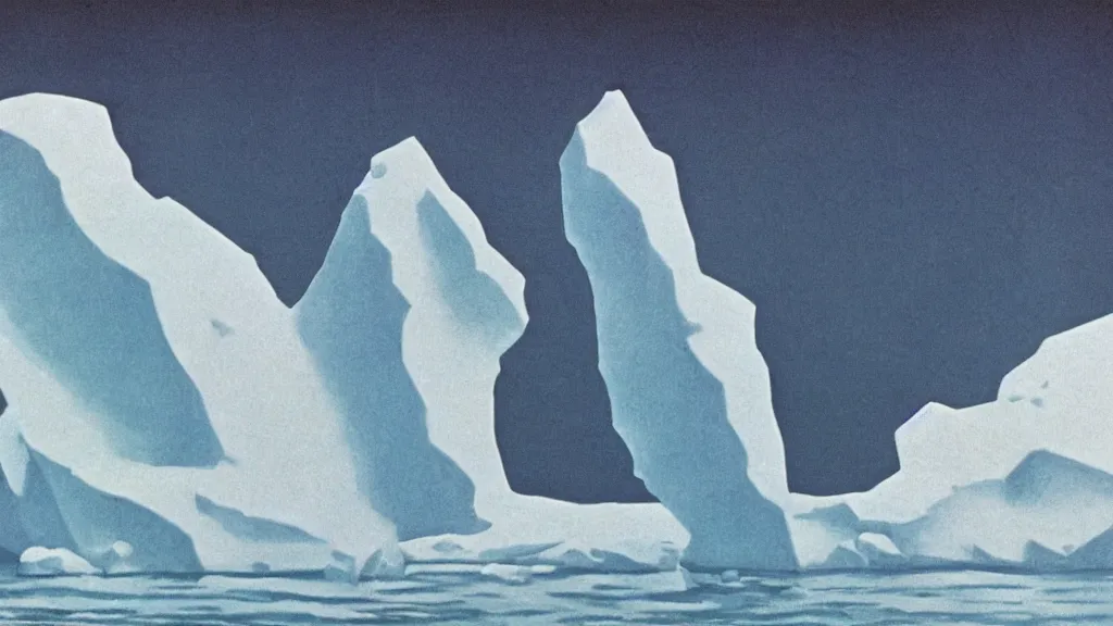 Image similar to A vintage scientific illustration from the 1970s of a choreography for people are frozen in an iceberg René Magritte